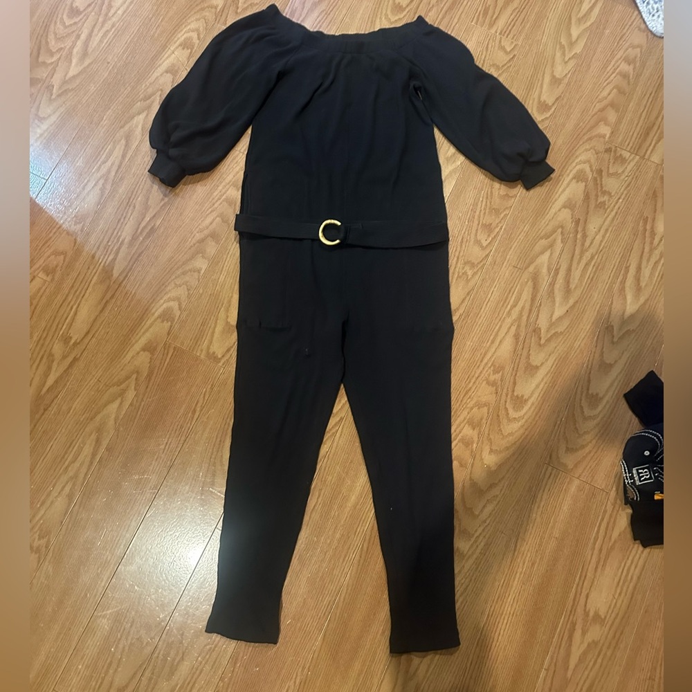 NWOT FRE PEOPLE Beach - Black On/Off-Shoulder Jumpsuit